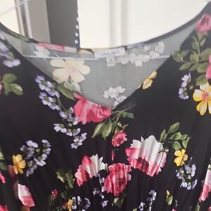 White Birch Floral Midi Dress - Black, Pink, Yellow